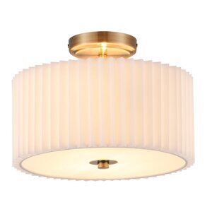 VONLUCE Semi Flush Mount Ceiling Light pleated white